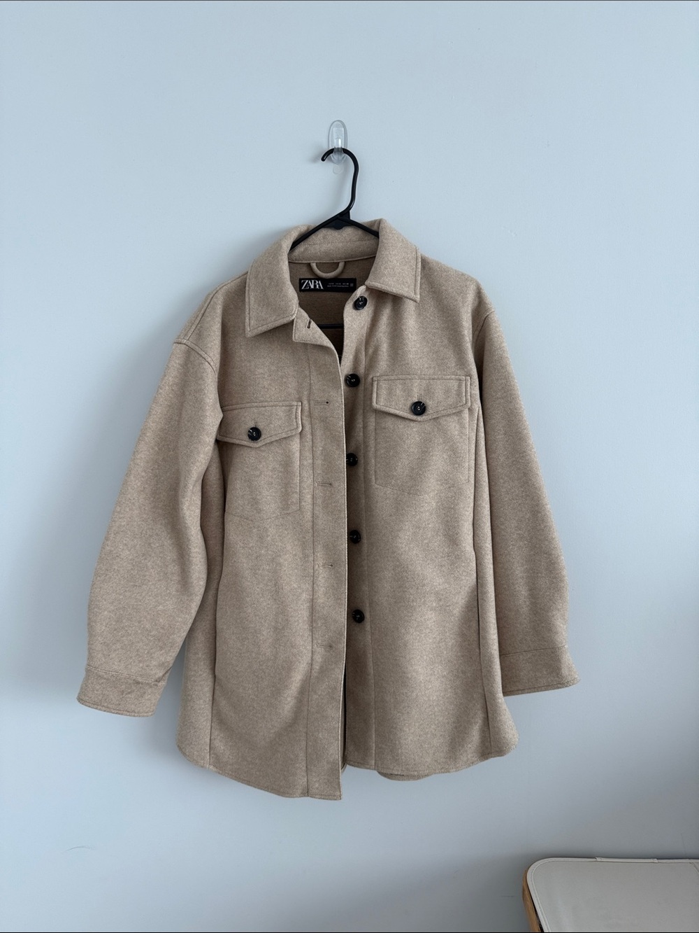 ZARA Beige Utility Shacket Jacket